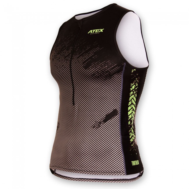 Triathlon top TAVIS RUSTY with side pockets, green