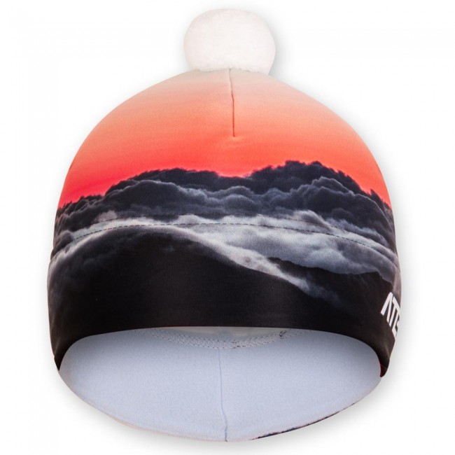 Two-layer bobble hat RED SKY