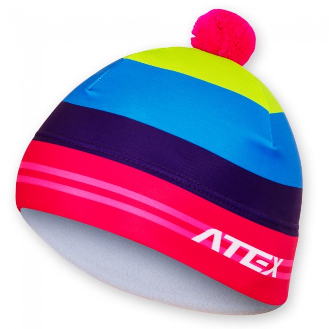 Two-layer bobble hat STRIPES 2
