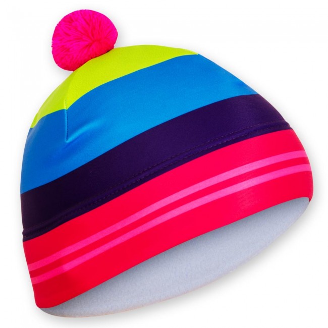 Two-layer bobble hat STRIPES 2