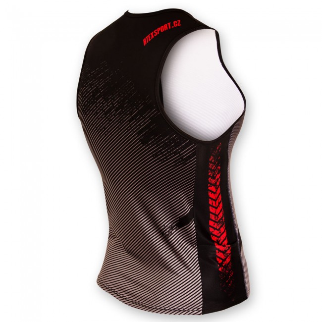 Triathlon top TAVIS RUSTY with side pockets, red