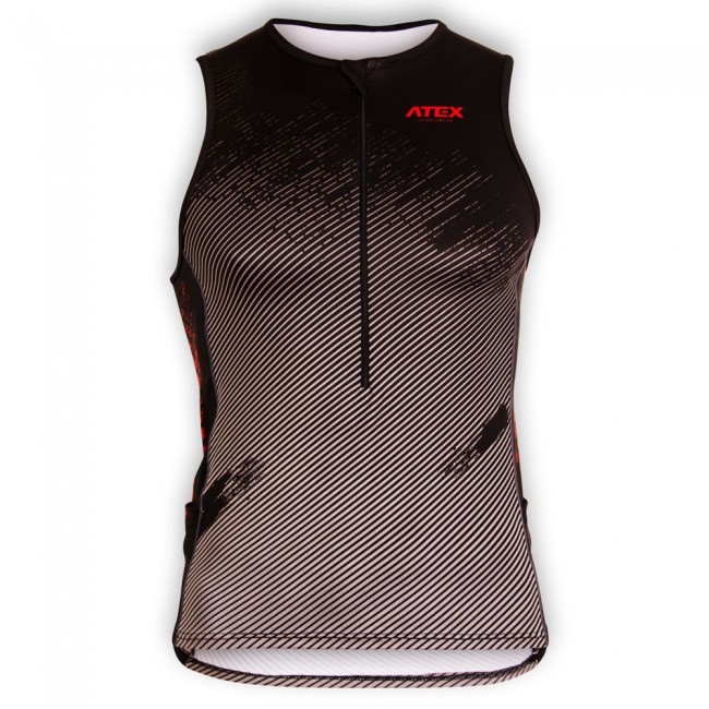 Triathlon top TAVIS RUSTY with side pockets, red