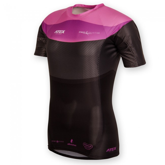 Close-fitting jersey SYNEK PINK with short sleeves