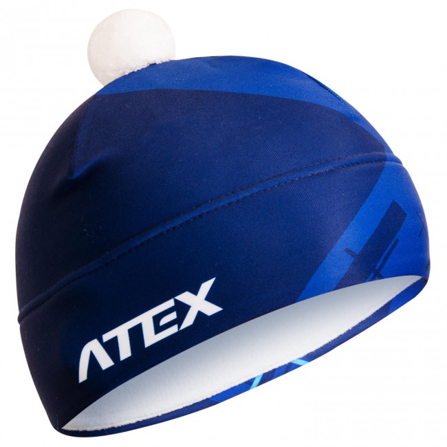 Two-layer bobble hat CROSS Blue