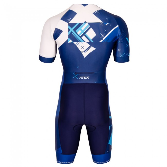 Triathlon suit CROSS BLUE with short sleeves