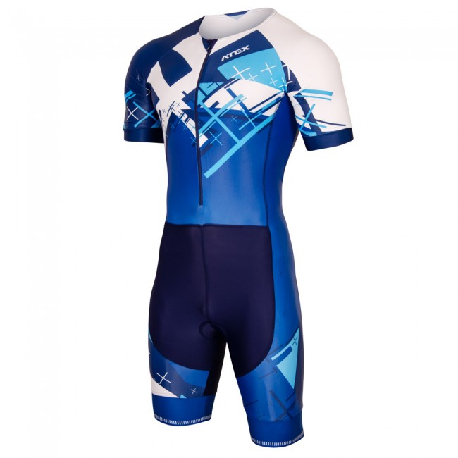 Triathlon suit CROSS BLUE with short sleeves